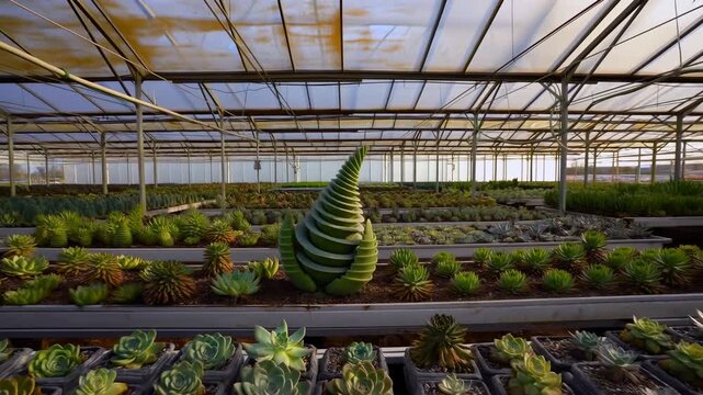 Spiral Succulent Sequence in Greenhouse
