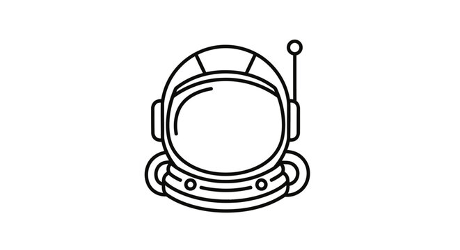 Astronaut helmet line art icon. Minimalist space explorer headgear illustration. Futuristic cosmonaut visor symbol.