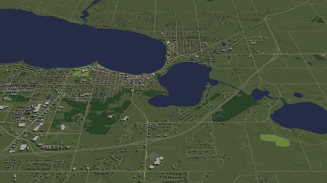 3D looped animation of city - Bemidji Minnesota, USA