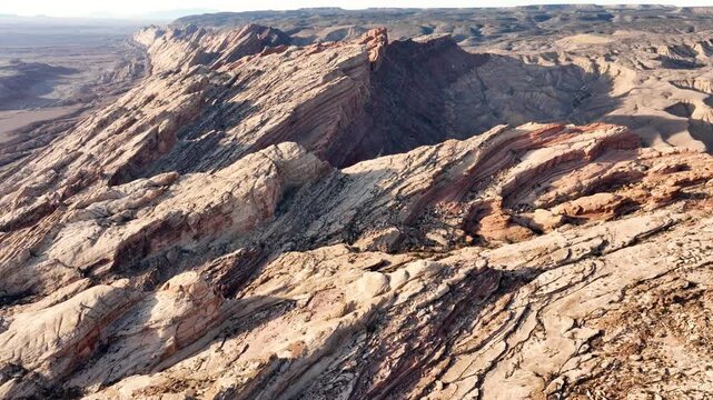 Aerial shot of the amazing landscapes and San Rafael Reef rock formations in Utah.
