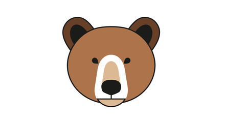 Fototapeta premium Cartoon Bear Face Illustration.