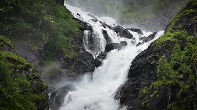 The famous Latefossen waterfall in Norway.