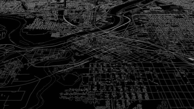 3D looped animation of city - Shreveport Louisiana, USA