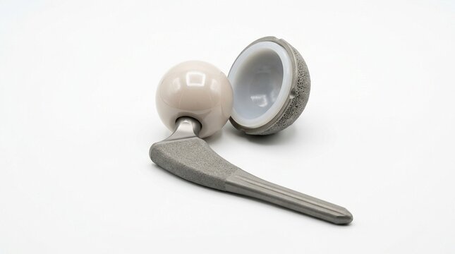 Hip Replacement Implant on White Background