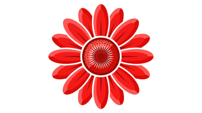 Vibrant Red Daisy Flower Graphic Illustration