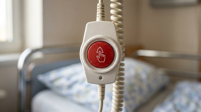 Patient Call Bell Button Close-Up on White Background