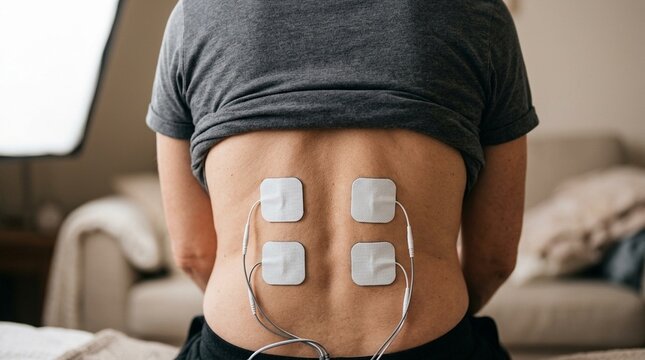 TENS Unit Electrode Pads on Back Close-Up