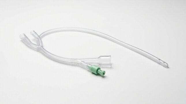 Urinary Catheter on White Background