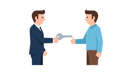 Obraz premium Businessman handing over a key to another man, concept of transfer or success