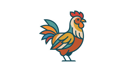 Fototapeta premium Colorful Rooster Illustration - Modern Stylized Chicken Icon