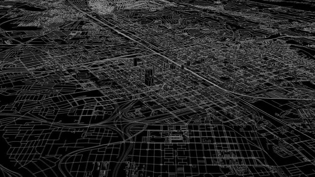 3D looped animation of city - Birmingham Alabama, USA