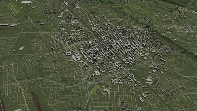 3D looped animation of city - Birmingham Alabama, USA
