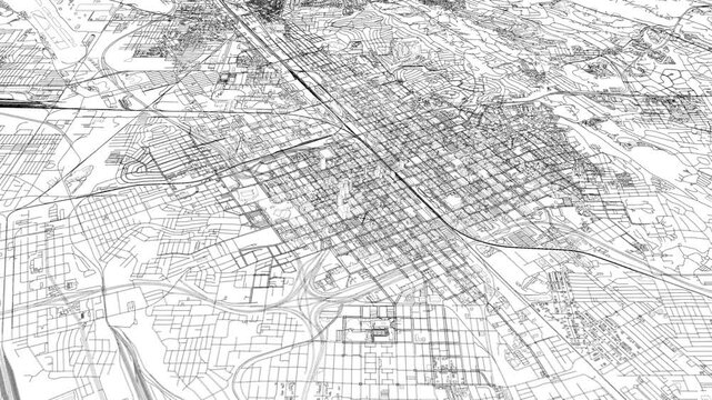 3D looped animation of city - Birmingham Alabama, USA