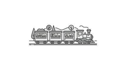 Locomotive Train Engine on Tracks Moving. © Abdul