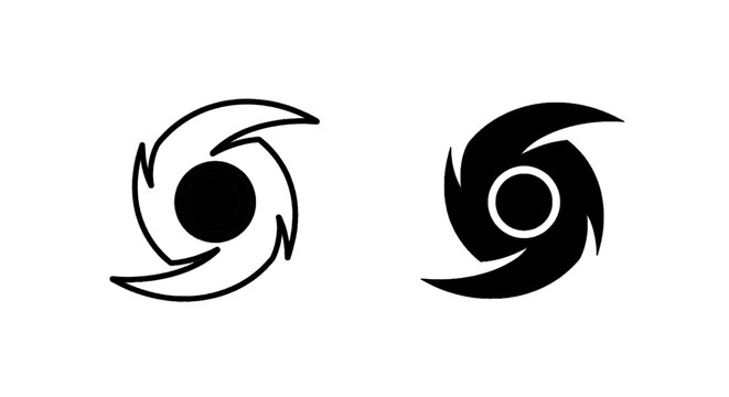 Minimal black silhouette icon, simple flat vector, bold black shape, no, no shading hurricane icon set, weather symbol for storm and tropical cyclone on a, flat icon style