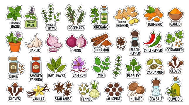 Herbs and Spices Collection: Culinary Ingredients for Cooking and Seasoning