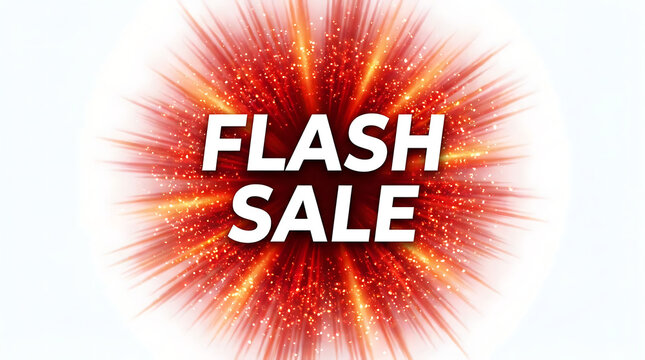 Vibrant red flash sale banner with white text on clean white