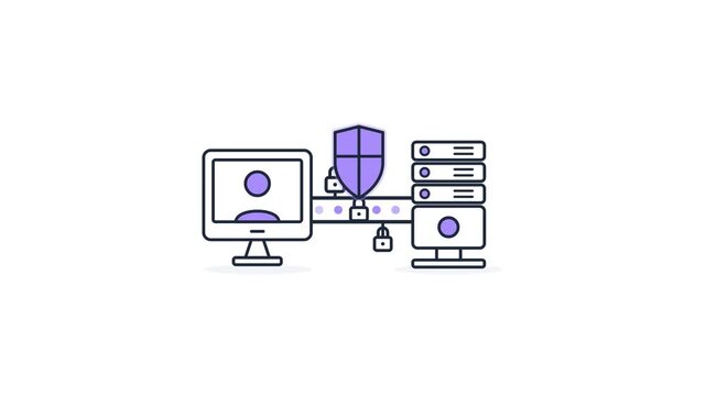 Glowing VPN Encrypted Tunnel Connecting User Device to Secure Server