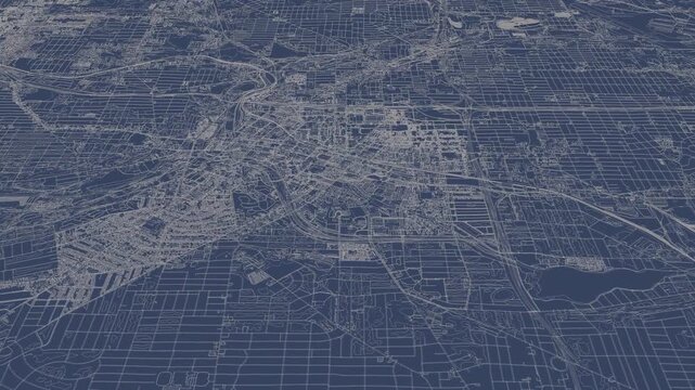 3D looped animation of city - Akron Ohio, USA