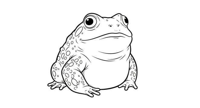 An illustration of a frog sitting calmly on a plain background looking ahead.