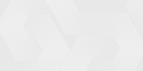 Fototapeta premium Grey abstract background with white lines. Geometric stripe line art design. Minimal lines pattern. Modern futuristic concept. Suit for presentation, cover, banner, website, business