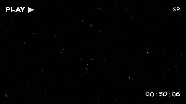Vintage play vhs video effect with timestamp and static noise