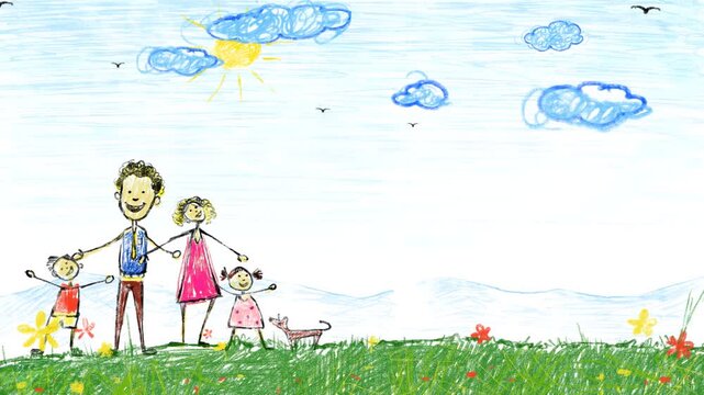 vector illustration of kids drawing graphic loop motion background