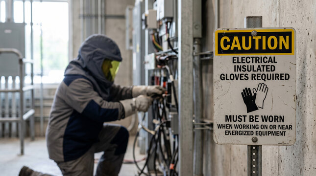 Electrician in Protective Arc Flash Suit Performing High Voltage Transformer Maintenance at Industrial Power Substation