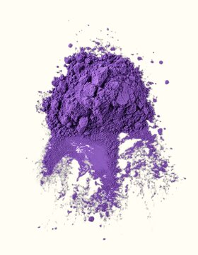 Mound of Fine Vibrant Purple Sweet Potato Ube Powder Expertly Isolated on White Background
