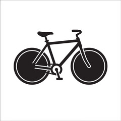 Obraz premium Black bicycle in simple line style with white outline on plain white background for transportation or sports on transparent background