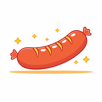 Cartoon Sausage with Sparkles