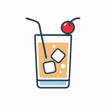 Cocktail with Ice and Cherry