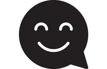 Fototapeta premium Black smiley face emoticon in simple line style on white background for digital communication on transparent background