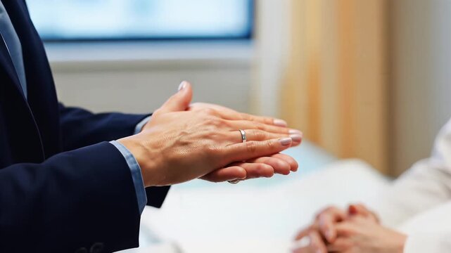 Hands of a Medical Interpreter Facilitating Communication in a Healthcare Setting