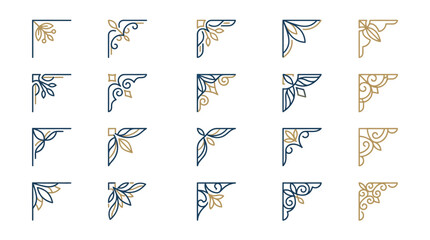 Obraz premium Corner decorative floral design elements.