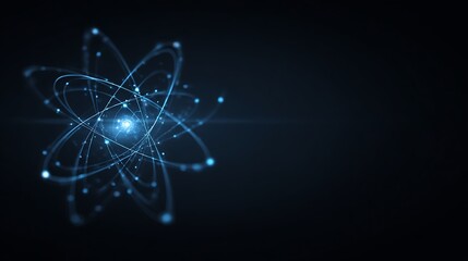 Fototapeta premium Abstract science background featuring a glowing digital atom model