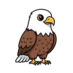 Obraz premium Cute cartoon chick with yellow beak and feet.