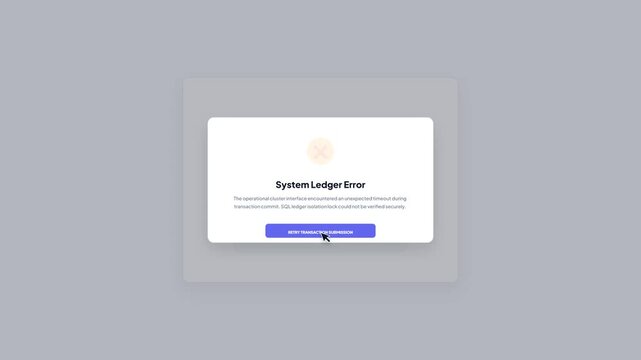 Light theme corporate application interface displaying a system ledger error pop-up notification during a leave request submission.