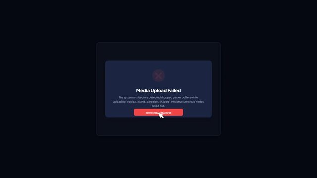 Dark Mode Social Media Post Composer Interface Showing Failed Media Upload Error Message Popup Window