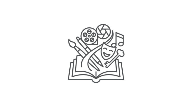 Creative arts and education line art icon.