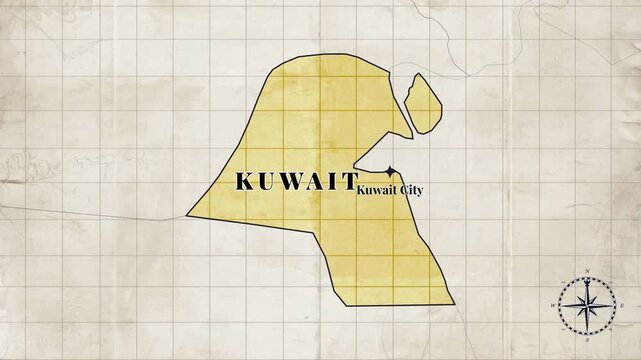 Kuwait Map Animation &ndash; Dynamic Kuwaiti Geography, Location, Regions, and Digital Mapping Concept