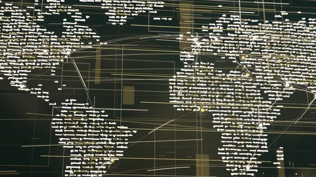 Animating large world map display in lobby, receiving live feed and showing pulsing hub connections
