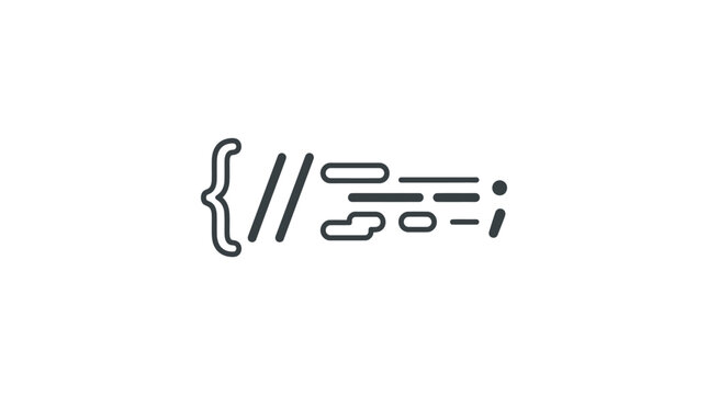 Programming code brackets with syntax symbols line icon.