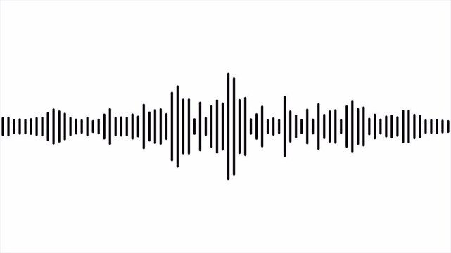 Minimalist audio waveform signal pulse representing sound frequency and voice recording levels for digital podcasting or music production content 4k video
