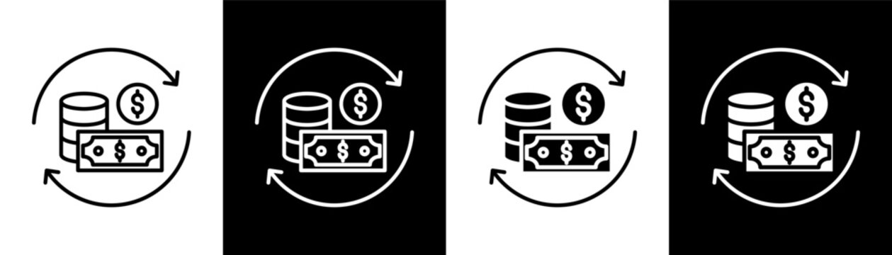 Cash Flow white and black icon set design
