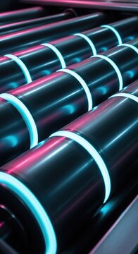 Illuminated Cylinders - A Futuristic Technological Display.