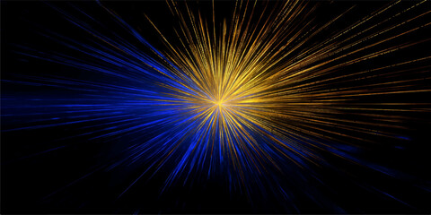 Obraz premium Abstract blue star background with glowing space light, galaxy energy burst and fractal design