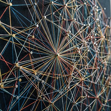 Abstract Network Connection Art - String and Nail Design