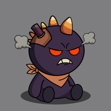 An Angry Unicorn-like creature smokes with fury and anger in its eyes. A cartoonish creature with a unicorn-like appearance appears angry while smoking. Unicorn, Angry, Smoking, Furious, Creature