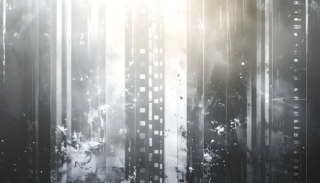 Abstract vertical light streaks with digital pixelated noise, glitch effect texture for technology background